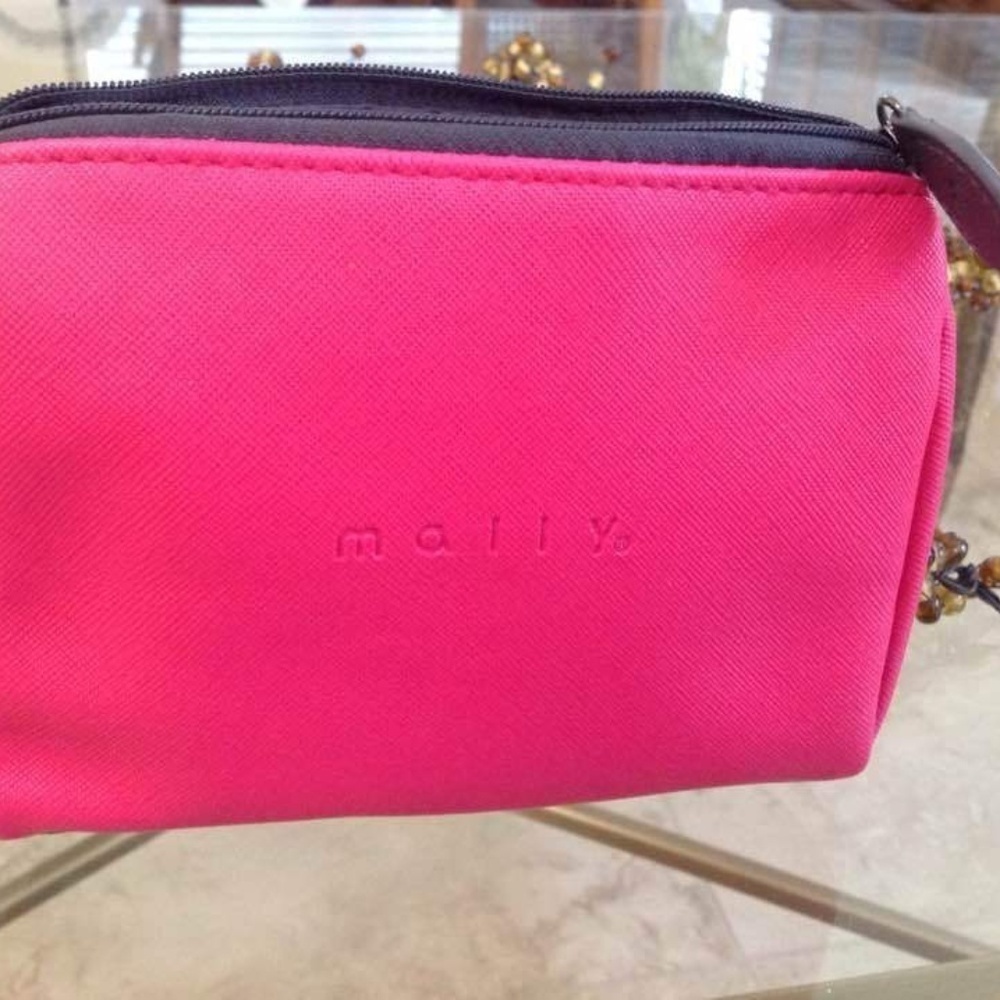 Mally Beauty Hot Pink & Gray MINI Zippered Makeup Bag / Cosmetics bag / NEW - Picture 5 of 5